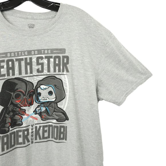Pop Battle On The Death Star Vader Vs Kenobi Tee T Shirt XL  Star Wars Gray Crew - Picture 11 of 15